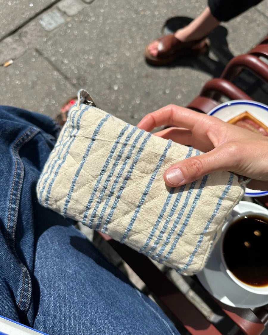 Knitter's Tool Clutch - striped seersucker